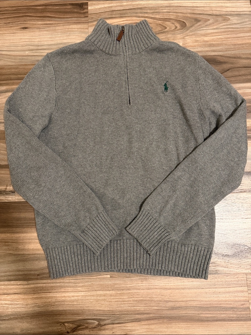 Polo Ralph Lauren Men’s S 1/4 Zip Mock Neck Ribbed Cotton Knit Sweater Gray